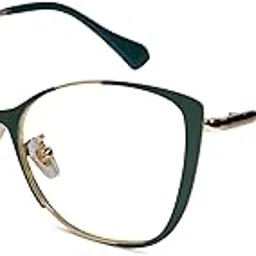 LensKandy | Premium Blue Cut Computer Glasses | Zero Power Antiglare | UV Protection Specs | Cat Eye Shape | Women | LARGE image 1