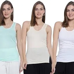 sky heights Women Pure Cotton Thick Strap Camisole/Spaghetti Combo (Pack of 3)-picture-24