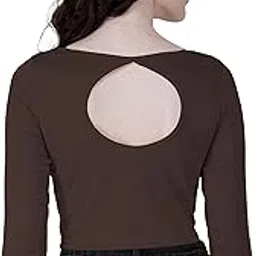 fasska Comfy Cotton Boat Neck Long Sleeve Crop Top, Readymade Saree Blouse for Women-picture-45