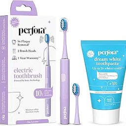 Perfora Teeth Whitening Routine Care Combo | Lilac Lavender Electric Toothbrush 002 | Dream White Toothpaste | Fresh Mint Flavor | SLS Free | For Kids & Adults | Pack Of 2-picture-65