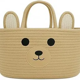 Animal Basket, Baby Laundry Basket, Baby Gift Basket, Baby Shower Basket, Baby Diaper Caddy Organizer, Nursery Storage Bin Hamper, Easter Basket, 14" D x 10" W x 8" H (Brown Bear)-picture-16