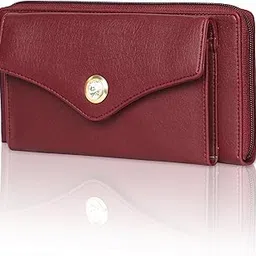 altair Ladies Wallet for Women with Zip Pocket, Multiple Card Holders and Phone Pocket | Multipurpose Hand Purse (Maroon)-picture-19