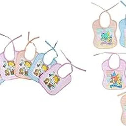 Da Anushi Soft Cotton Washable & Reusable Multicolor Highly Absorbing/Comfortable and Easily Adjustable Feeding Bibs In Apron Style For Babies,Toddlers,Infants-image-7