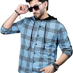 eyebogler EyeBolger Mens Checkered Hooded Neck Full Sleeve T-Shirt-picture-51