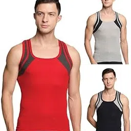 genx Men's Super Combed Cotton Gym Vest with Sports Style (Pack of 3) (Color May Vary)-picture-46