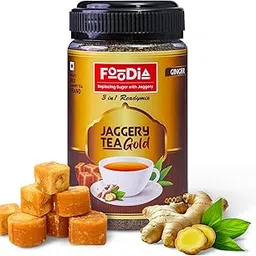 FOODIA Gold Jaggery Ginger Tea Readymix (400 g) | 3 in 1 Premium Tea mix with Jaggery, & Assam Tea | Ginger Chai | Adrak Chai Mix-picture-31