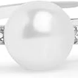 ami Silver Tone Cubic Zirconia & Pearl Contemporary Brass Ring For Women-ZPFK19930-picture-19