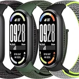 Bcuckood Nylon Sport Band Compatible with Xiaomi Smart Band 10/9/8 for Women Men, Soft Adjustable Breathable Sport Loop Watch Strap Replacement Wristband for Xiaomi Mi Band 10/9/8, 3pcs image 1