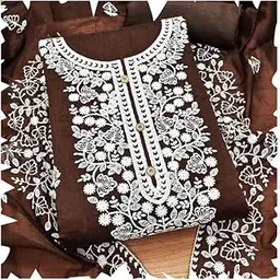 Stylish Womens Chanderi Cotton Un Stitched Salwar Suit Material with Dupatta | Embroidered Salwar Suit, Dress Material for Womens & Girls-image-44