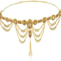 womensky Full Waist Crystal Gold Plated Preals Stylish Waistchain/Kamarpatta/Ottiyanam/Kamarband/Tagdi for Women and Girls Wear On Saree/lahnga and Ethnic Wear-picture-12