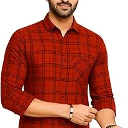 yellow dash Men's Cotton Check Shirt - Full Sleeves, Single Pocket, Casual & Formal Wear-picture-39