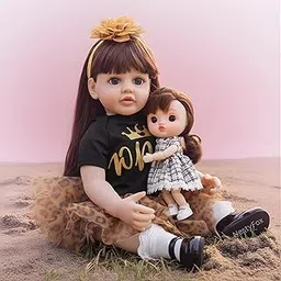NestyFox Kiki & Coco Reborn Silicone Baby Doll Playset with Sound & Motion Sensor ForGirls – 55 cm Realistic Doll with 22 cm Mini Fashion Doll, LED, Projector Camera & Accessories (Black)-picture-22