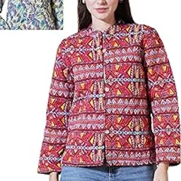 9 impression Women's Oversized Quilted Reversible Jackets | Printed Outerwear Office Wear | Full Sleeves Lightweight Warmer Winter Wears Jakcket for Women-picture-50