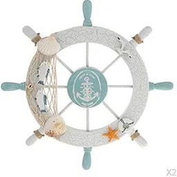 MERISHOPP Nautical Beach Wooden Boat Ship Wheel Fishing Net Sheel Home Wall Decor Fish|Home & Garden|Home Dacor|Other Home Dacor-image-0