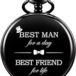manchda Engraved Pocket Watches, Customize Gift for Bestman, Roman Numerals Cover Dial Quartz Personalized Gift for Bestman Brother Wedding Gift-picture-37