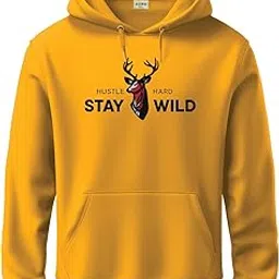 adro Hustle Hard Stay Wild Hoodie for Men | 320 GSM Cotton-Poly Fleece | Soft Feel, Skin-Friendly Printed Graphic, Warm Casual Sweatshirt with Kangaroo Pocket & Drawstring Hood-picture-47
