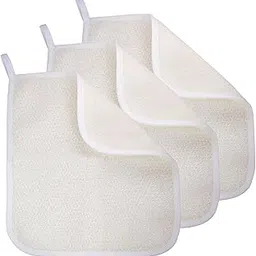 Exfoliating Washcloth (3 Pack), Shower Cloth for Body and Face Exfoliator Scrubber, Two Sides Exfoliate Shower Rag Wash Cloths Nylon Cotton Loofah Sponge Scrub Towel estropajos para el cuerpo-picture-22