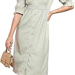tokyo talkies Women's Three-Quarter Sleeves V-Neck Solid Dresses | Stylish Dresses | Casual Dresses-picture-38