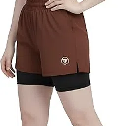 fanex fitness Sports Shorts for Women Running Gym Workout Dry Fit Quick Dry Double Layer Inner Compression with Pockets, Breathable Lightweight Athletic Wear Above Knee-picture-14