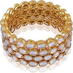 t4 jewels Kundan Bangles for Women | Drop Shaped Pattern | Gold Plated Bangles Set for Women | Traditional Bridal Bangles-picture-37