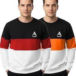 kroptee Stylish Men's Color Block Sweatshirt Round Neck Sweatshirt (Pack of 2)-picture-31