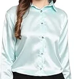 funday fashion Women's Rayon Blend Regular Fit Solid Casual Satin Shirt-picture-37
