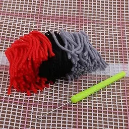 MILAAN DIY Pillow Cover Latch Hook Kits for Beginner Animals Pattern Closed Eye Dog-picture-10