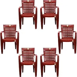 SP SPARK LINE® Bliss Plastic Chair for Home, Living Room and Garden | Comfortable, Durable Outdoor Chair for Balcony and Patio Use | Pre-Assembled & Lightweight Design (Rosewood, Set of 6)-picture-52