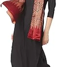 dupatta bazaar Women's Floral Silk Dupatta (DB2572_Maroon_Free)-picture-19