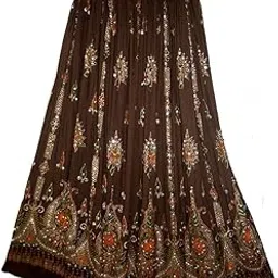 Rayon Long Skirt with Sequin Work, Traditional Indian Designer Women's Dress-picture-55
