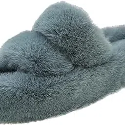 enakshi (label) Women Fuzzy Slippers Furry Plush House Shoes for Home Indoor Outdoor Bedroom 37 Blue|Clothing, Shoes & Accessories | Womens Shoes | Slippers-picture-29