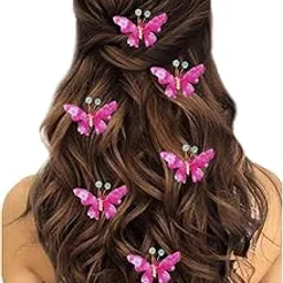 ansh Artificial Plastic Butterfly Floral with Pearl Design Hairpin/Hair Clip/Judabun | Bridal Hair Accessories for Wedding, Festival & for Women & Girls - 2232, Combo of 6-picture-56