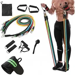 BEEBOLD Resistance Bands Set for Home Workout | 5 Stackable Exercise Tubes with Handles, Ankle Straps & Door Anchor | Full Body Fitness, Strength Training-picture-20