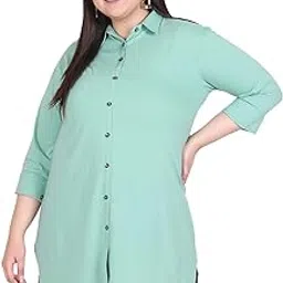 in love Women's Cotton Plus Size Office Wear Longline Solid Casual Shirt-picture-50