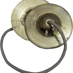 Manjira Handmade Brass Hand Cymbals Brass Manjira Manjeera Pair Indian Traditional Musical Instrument For Hindu Bhajans/Pooja/Kirtan/Worship Dia 4 Inches 325.Grams big size-picture-21
