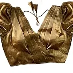 Women's Rafale Silk Full Balloon Sleeve V Neck Blouse(Gangu)-image-16