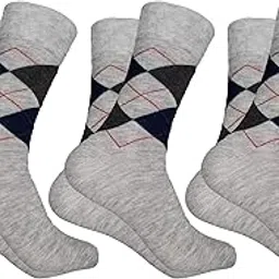 cotson ;lasting wear in every pair Cotson Men Calf Length Formal Cotton Socks Pack of 3 Pairs (Light Grey, Free Size) image 1
