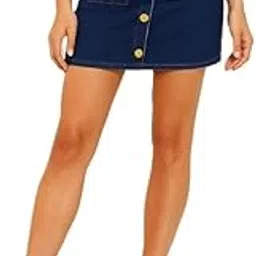 tnq Women's Denim Mini Skirt, 2 Pockets Denim Skirt for Women & Girls, High Waist Denim Skirt Shorts-picture-28