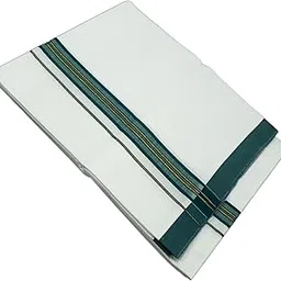 Sri Amman Sarees 100% Cotton White Dhoti With Colored Border for Men's Size:2.00 Mts (Pack of 1 Piece)-picture-35
