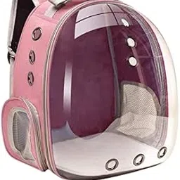 PSK PET MART Transparent Capsule Breathable Airline-Approved, Astronaut Space Design Ventilate Carrier Backpack for Travel, Hiking and Outdoor Carrier Backpacks for Cats & Kittens - (Pink)-image-1