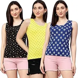 DIAZ Women's Super Combed Cotton Rib Fabric Slim Fit Tank Top-Pack of 3-picture-14