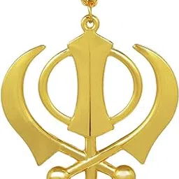 memoir Brass Big and Bold Khanda Sikh Sardar Punjabi Khalsa 3 Inch x 3inch chain pendant necklace for Men and Women-picture-35