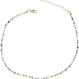 ftk Color Crystal Beaded Necklace | Simple Chain Design for Women & Girls-picture-11