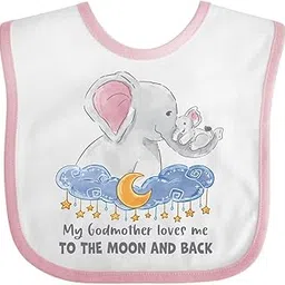 inktastic My Godmother Loves Me To the Moon and Back Elephant Family Baby Bib-picture-16