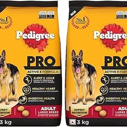 Pedigree PRO Adult Large Breed, 3 kg Dry Dog Food, Vet Trusted Brand, Expert Nutrition, Quality Protein, 33% More Nutrients (18 Months Onwards) (Pack of 2)-image-2