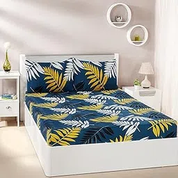 Amazon Brand - Solimo Indigo Forest Double Bedsheet with 2 Pillow Covers, 95 GSM, 144 Tc, Polyester-picture-47