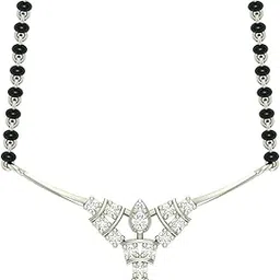clara 925 Sterling Silver Alice Mangalsutra Earring Chain Jewellery Set | Platinum Plated, Swiss Zirconia | Gift for Wife-picture-34