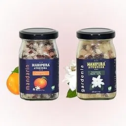 MANIPURA AYURVEDA Pure Organic Bath Salt Combo Set Mandarin & GardeniaFlavour (200GM + 200GM) Made With 3 Natural Salts (Epsom Dead Sea & Himalayan Rock Salt) & Eucalyptus Oil-picture-30