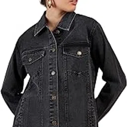 sassafras Women Washed Denim Oversized Jacket-picture-16