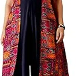 miss chase a+ Women's Keyhole-Neck Regular Sleeve Bohemian Panelled Viscose-Rayon Regular-Length Jumpsuit-picture-30